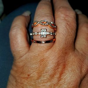3  rose gold tone ring set
